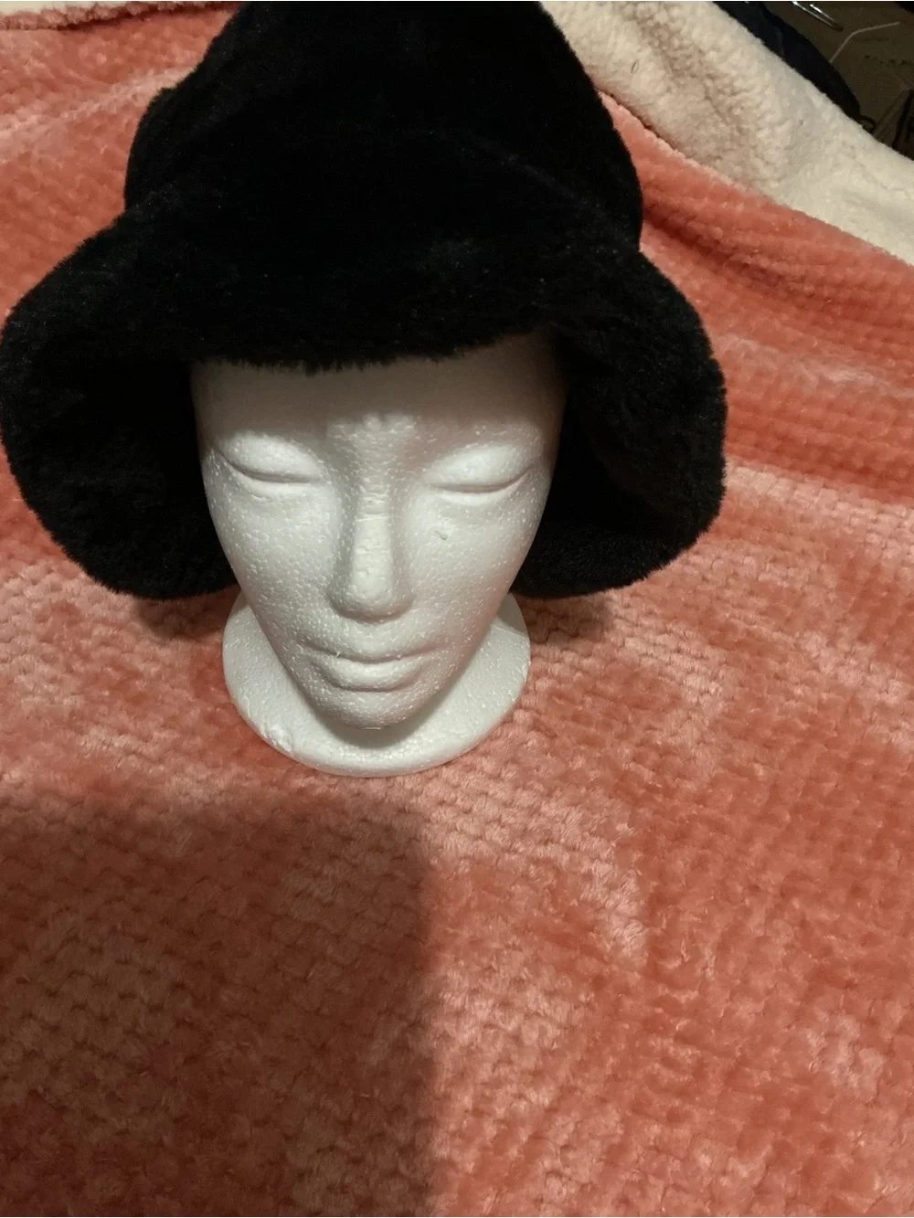 Black Faux Fur Bucket Hat - Women Accessories Glasses